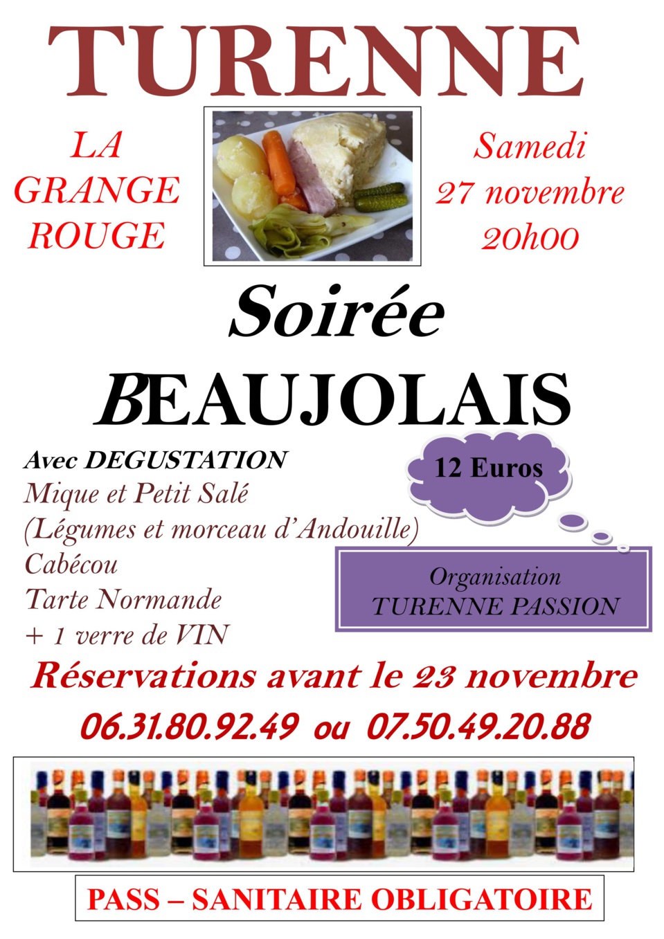 Soirée Beaujolais de l'association Turenne Passion Soirée Beaujolais de l'association Turenne Passion