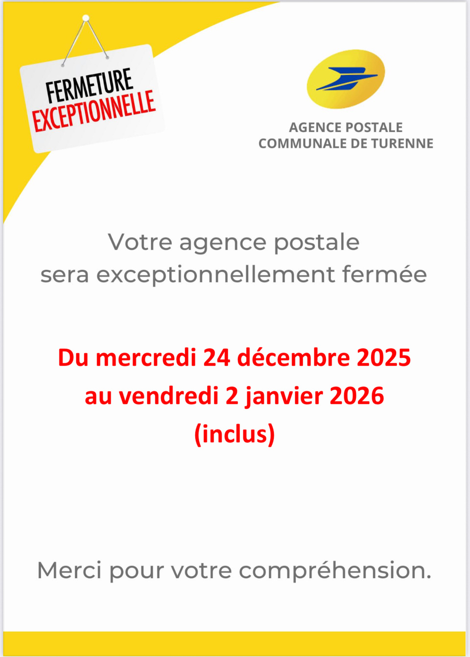 Fermeture de l’agence postale