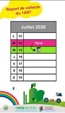 Report de la collecte des déchets du 14 juillet Report de la collecte des déchets du 14 juillet