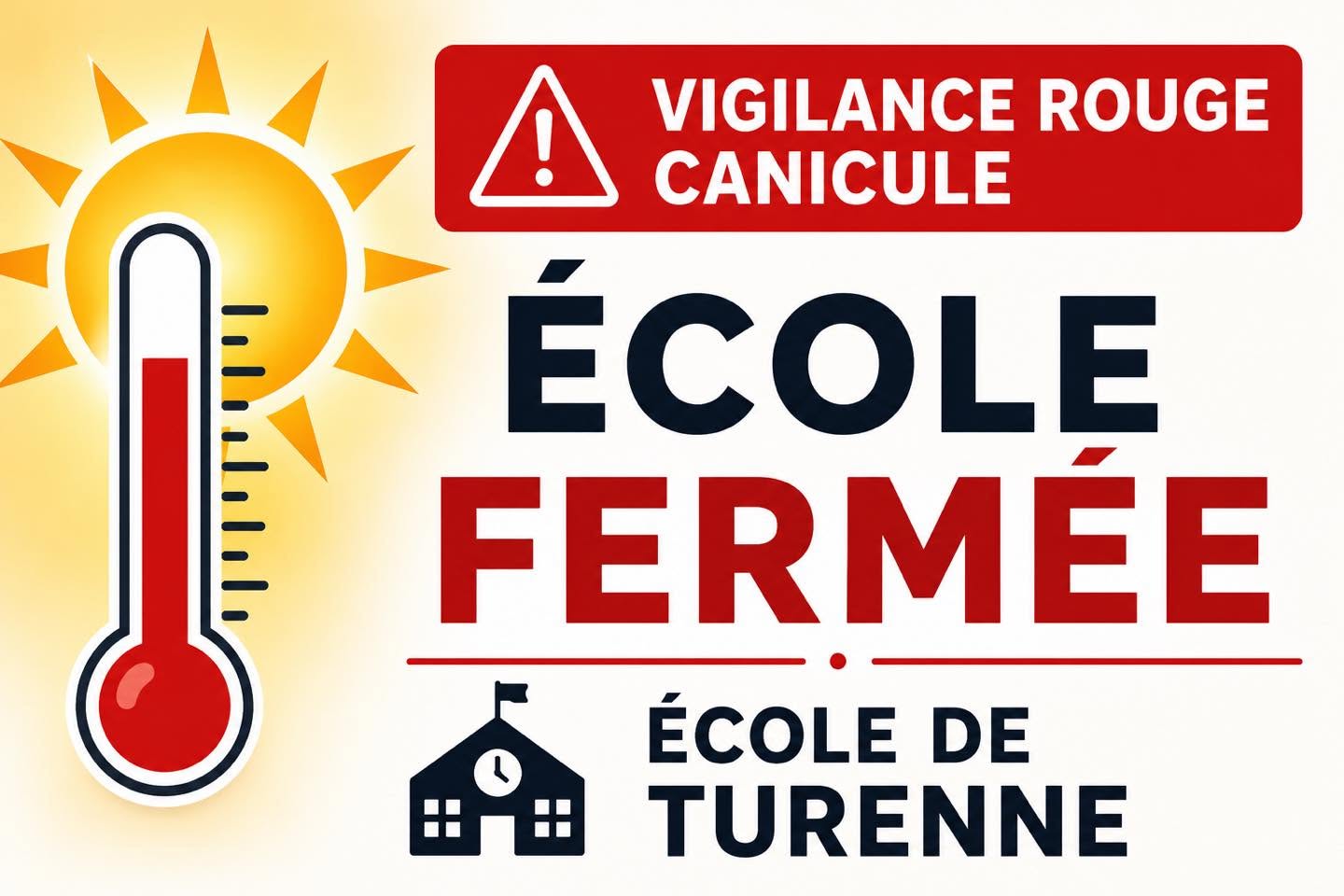 Vigilance rouge canicule - Fermeture exceptionnelle de l'école