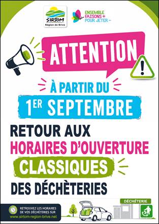 Déchetterie : fin des horaires d'été