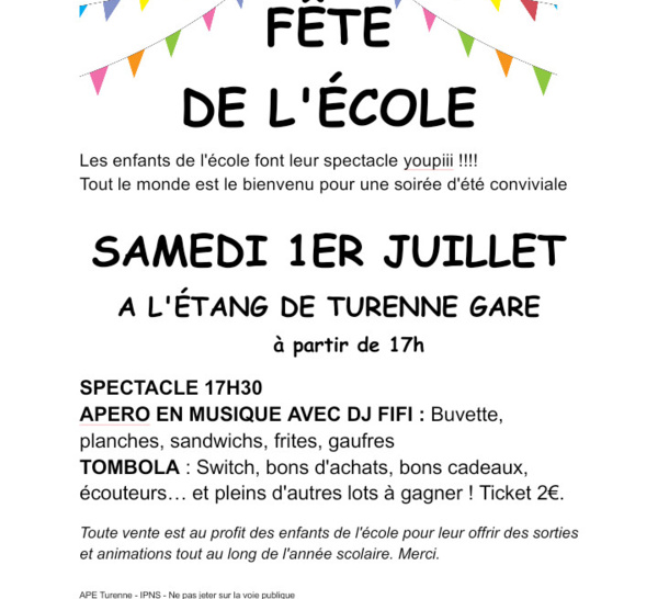 LA FETE DE L'ECOLE AU PARC DE LA TOURMENTE !